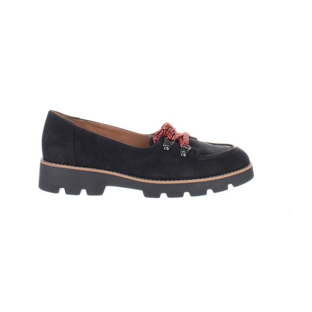 Vionic Black Suede Loafer with Red Accent